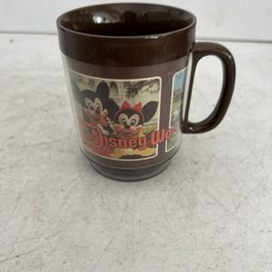 Retro Brown Vintage Walt Disney World Thermo Serv Mug Cup (Made In USA